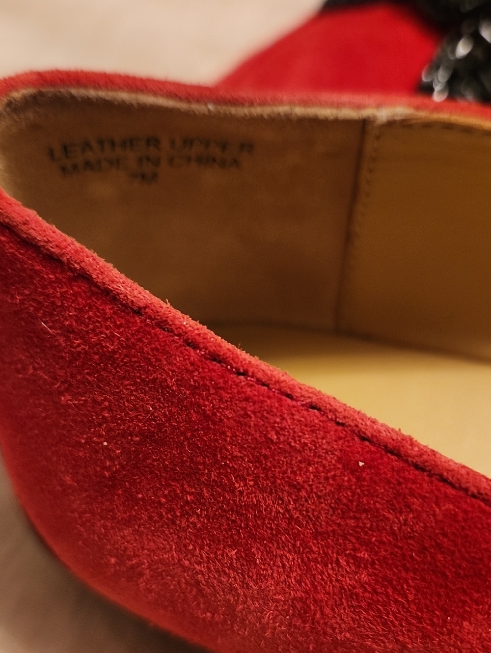 Talbots Womens  Red Flat Shoes With Black Beaded Bow Size 7M - Picture 6 of 7